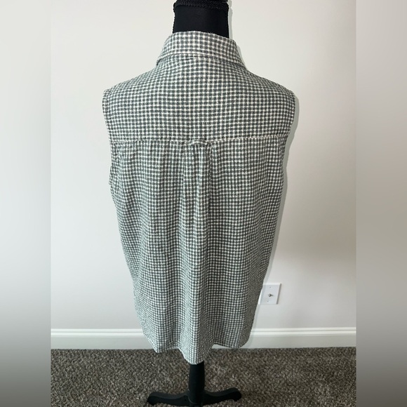 Silk Exchange Green and White Checkered 100% Silk Sleeveless Top Size L - Picture 6 of 6